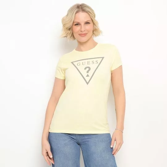 Camiseta Guess® -  Amarelo Claro & Cinza - Guess