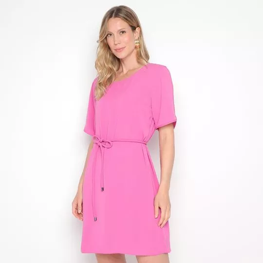 Vestido Curto Liso- Rosa- Morena Rosa