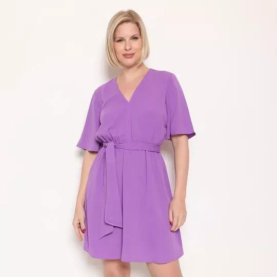 Vestido Curto Com Amarração- Roxo- Morena Rosa