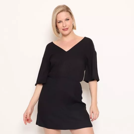 Vestido Curto Com Vazado- Preto- Morena Rosa