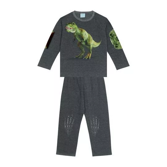 Pijama Dinossauro- Cinza Escuro- Kyly