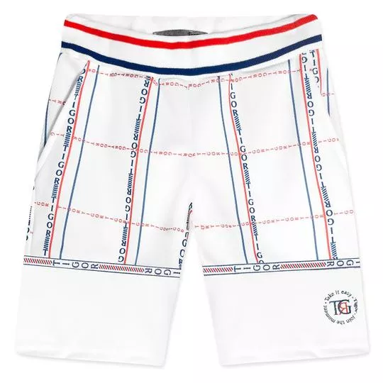 Bermuda Com Inscrições- Off White & Azul Marinho- LILICA RIPILICA & TIGOR