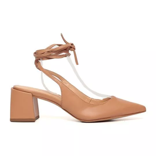 Slingback Liso- Bege- Salto: 6cm- Luiza Barcelos