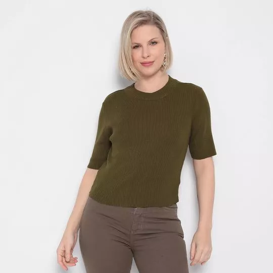 Blusa Canelada- Verde Militar- ZINCO