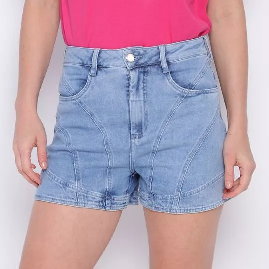 Short Jeans Com Recortes- Azul Claro- ZINCO