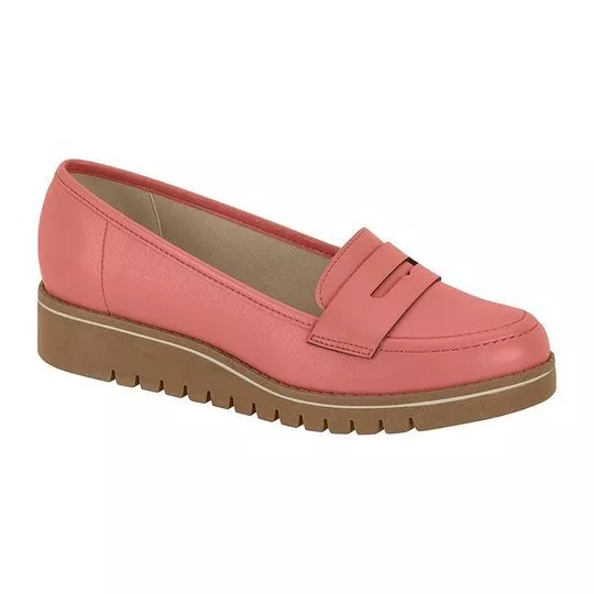 Loafer Plataforma Com Recortes- Rosa- Salto: 3cm- Beira Rio