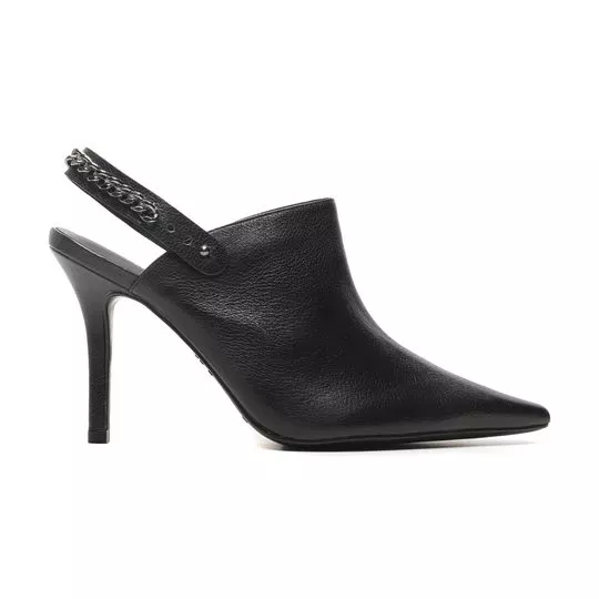 Slingback Em Couro- Preto- Luz da Lua