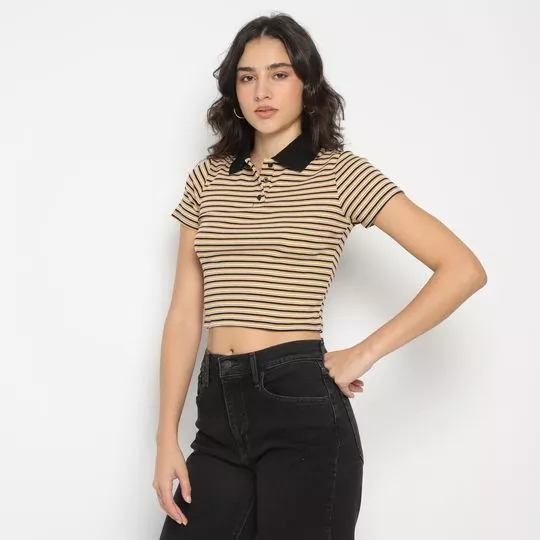 Cropped Listrado- Preto & Amarelo- Levi's