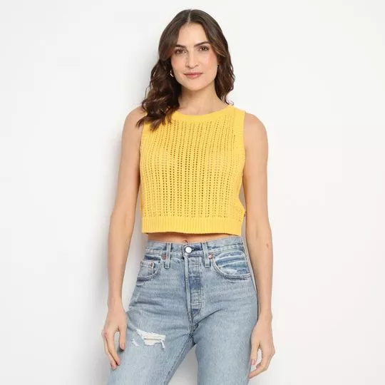 Cropped Texturizado- Amarelo