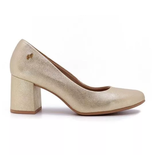 Scarpin Texturizado- Dourado- Salto: 6,5cm- Usaflex