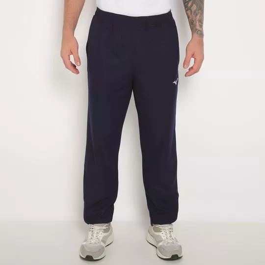 Calça Jogger Com Bordado- Azul Marinho- Mizuno