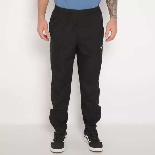 Calça Jogger Com Bordado- Preta- Mizuno