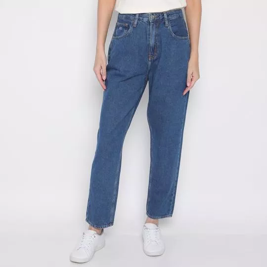 Calça Jeans Mom Com Recortes- Azul Escuro- Tommy Hilfiger