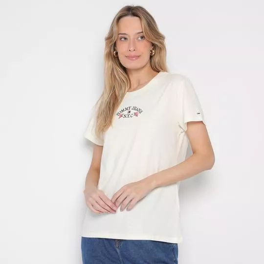 Camiseta Tommy Jeans®- Off White- Tommy Hilfiger