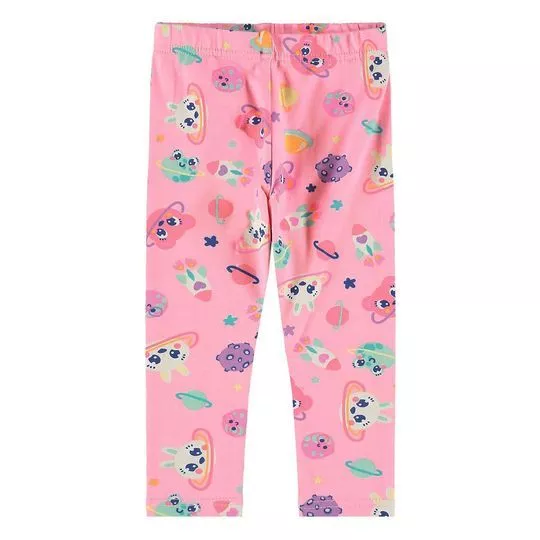 Legging Planetinhas -  Rosa Claro & Rosa Escuro - Malwee Infantil