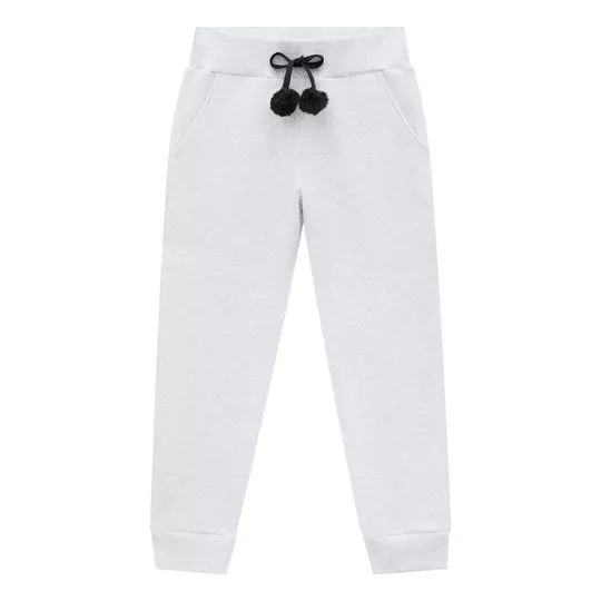 Calça Jogger Com Pompom -  Cinza & Preta - Milon