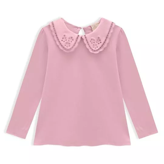 Blusa Com Vazados - Rosa Claro - Milon