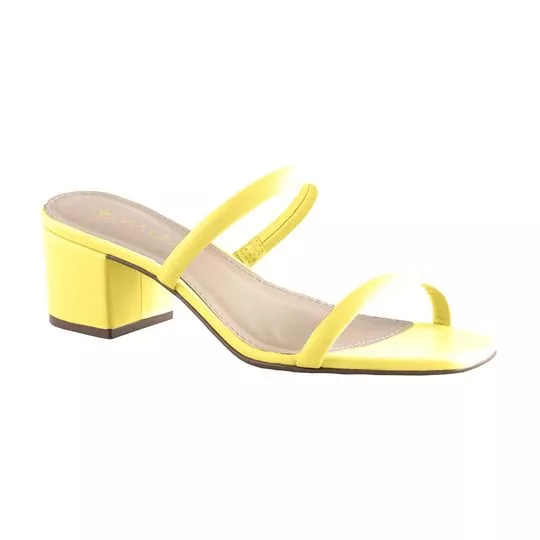 Tamanco Com Tiras -  Amarelo -  Salto: 5cm -