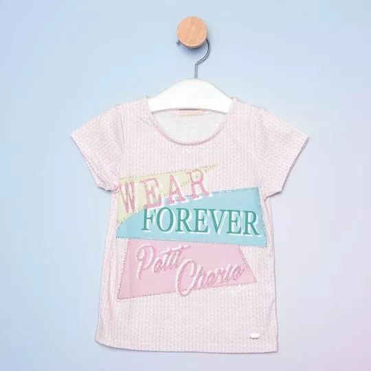 Blusa Infantil Com Inscrições - Rosa Claro & Azul Claro - PETIT CHERIE