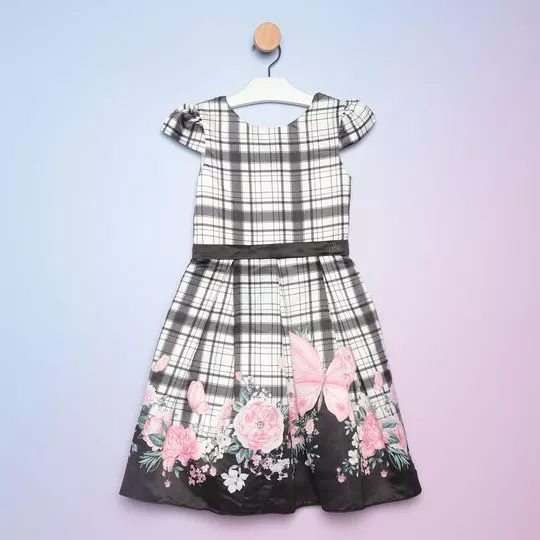 Vestido Xadrez -  Branco & Preto - PETIT CHERIE