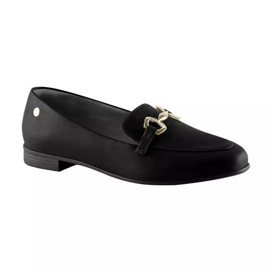 Loafer Com Aviamento -  Preto & Dourado - VIA UNO