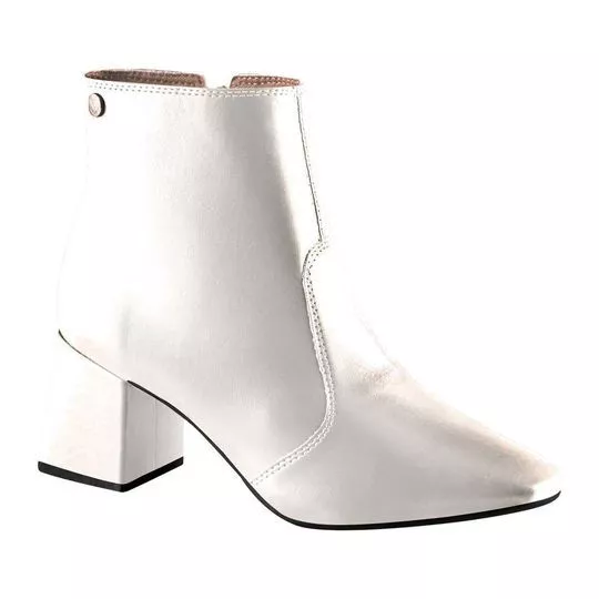 Bota Com Recortes - Off White - Salto: 6cm - VIA UNO