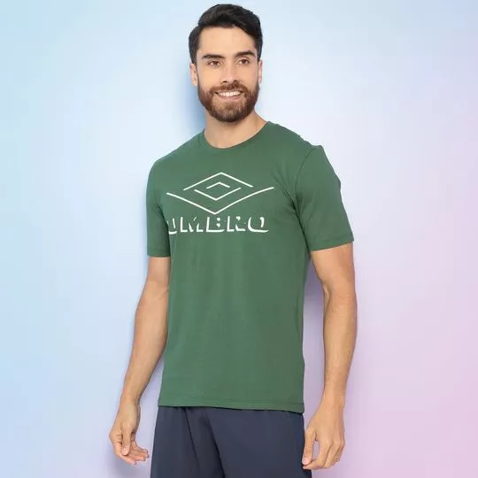 Camiseta Umbro® -  Verde Militar & Branca -