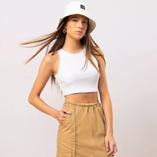 Cropped Canelado -  Branco -