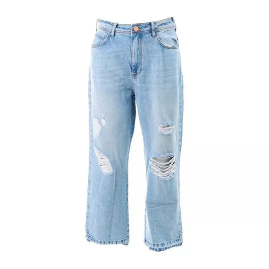 Calça Jeans Wide Leg Destroyed -  Azul - Triton