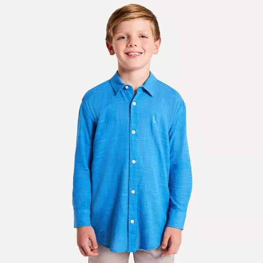 Camisa Com Bordado -  Azul - Reserva Mini