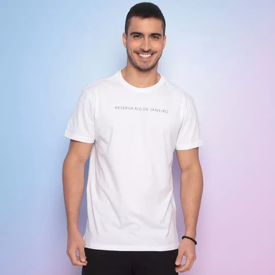 Camiseta Com Inscrições -  Off White & Preta - Reserva