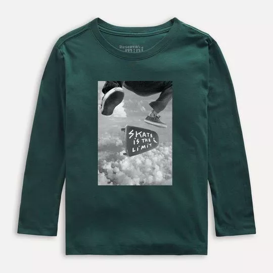 Camiseta Skate -  Verde Escuro & Preta - Reserva Mini