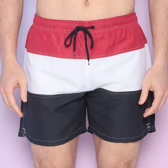 Short Listrado Com Amarração -  Vermelho & Branco - Speedo