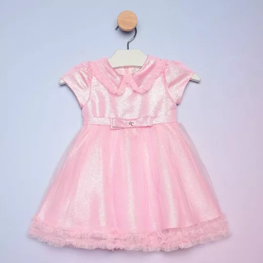 Vestido Com Glitter -  Rosa Claro - PETIT CHERIE