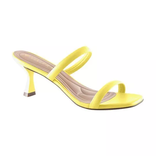 Tamanco Com Tiras -  Amarelo -  Salto: 6,5cm - VIA UNO