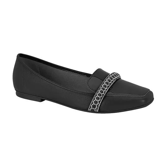 Loafer Com Strass -  Preto - Moleca