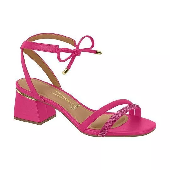 Sandália Com Pedrarias -  Pink -  Salto: 4,9cm - Vizzano