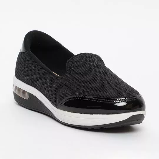 Slipper Plataforma Com Aviamento -  Preto -  Salto: 4cm - Modare