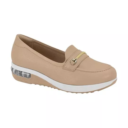 Loafer Plataforma Texturizado -  Bege -  Entressola: 3,92cm - Modare