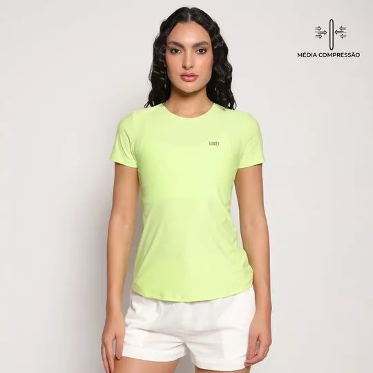 Camiseta Easy Care®, Quick Day®, Compressão Média & Proteção UV50+ -  Amarelo Neon - Live