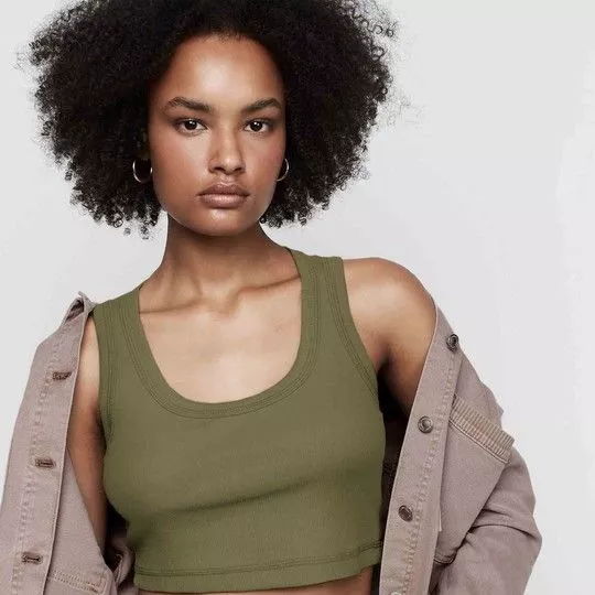 Cropped Canelado- Verde Militar