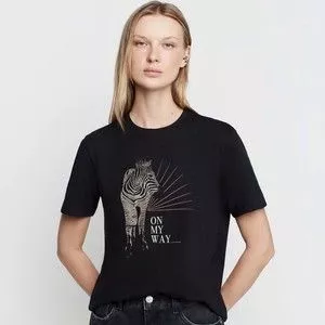 Camiseta Zebra<BR>- Preta