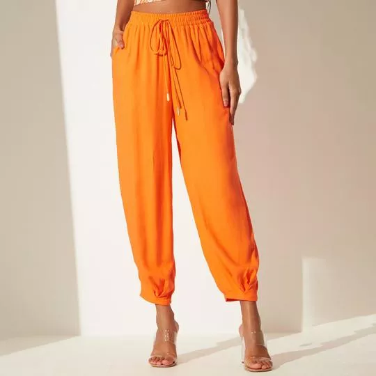 Calça Cenoura Com Bolsos -   Laranja - Sommer