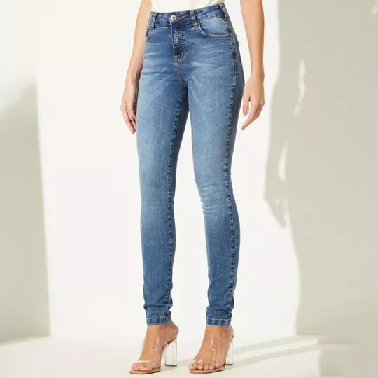 Calça Jeans Skinny Com Bolsos -   Azul - Sommer