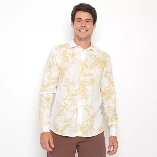 Camisa Em Linho -   Off White & Amarelo Claro - Reserva