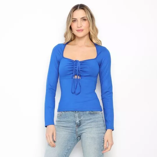 Blusa Com Franzidos -  Preta - Sommer