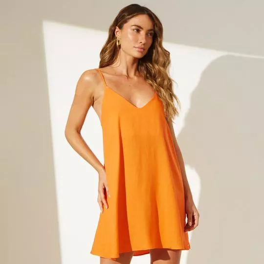 Vestido Curto Com Amarração -   Laranja - Sommer