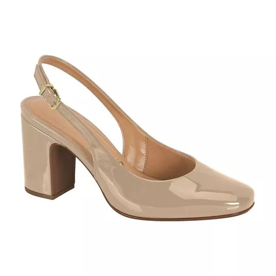 Slingback Envernizado -  Bege -  Salto: 8cm - Vizzano