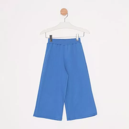 Calça Wide Leg Com Recortes -  Azul Escuro - Mon Sucré