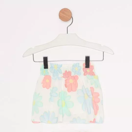 Short Floral -  Off White & Azul Claro - Mon Sucré